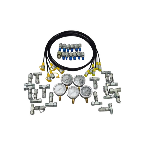 Hydraulic Pressure Test Kit with 5 Gauges 5 Test Hoses 13 Couplings and 14 Tee Connectors Pressure Gauge Kit