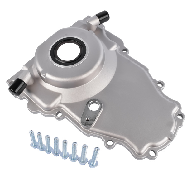 Timing Chain Cover w/ Dual-10AN Turbo Oil Drain Bungs for Gen IV GM LS Series Engines 6.0L 5.3L 4.8L 6.2L V8