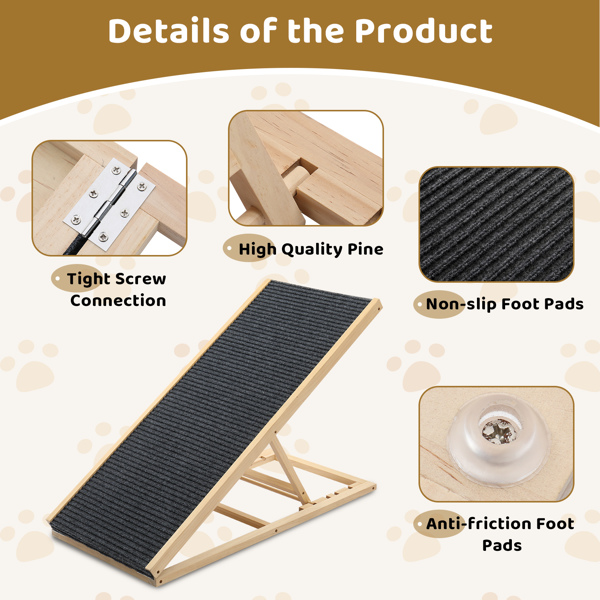 Large Dog Pet Ramp Stairs with Adjustable Height for Bed Couch Car Truck SUV, Foldable Dog Ramp for Small & Large Pets to Get on High Beds Sofas and Vehicles