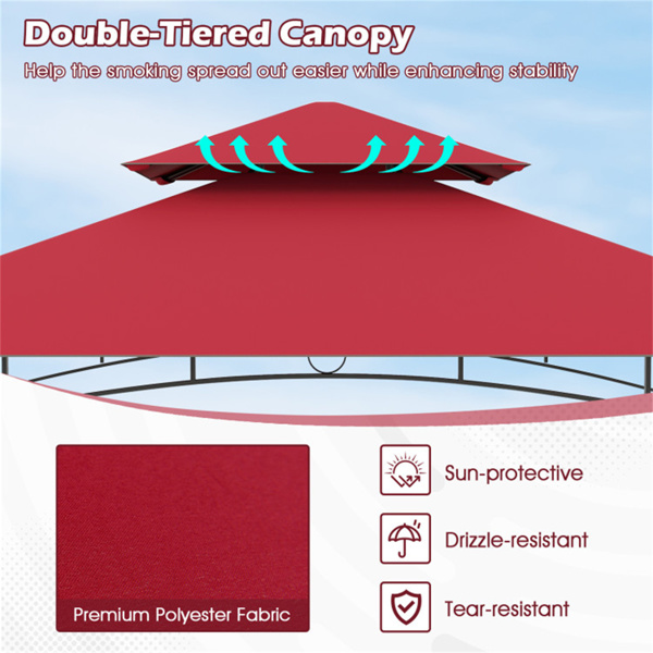  8 x 5 x 8.4 ft Red Outdoor Grill Gazebo Canopy with 2 Shelves 