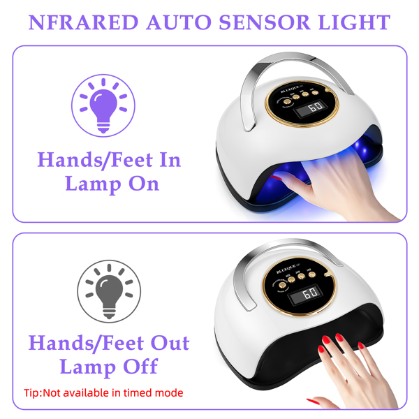 YEVYO 180W UV LED Nail Lamp With 3 Timers and Automatic Sensor Professional Nail Light - White