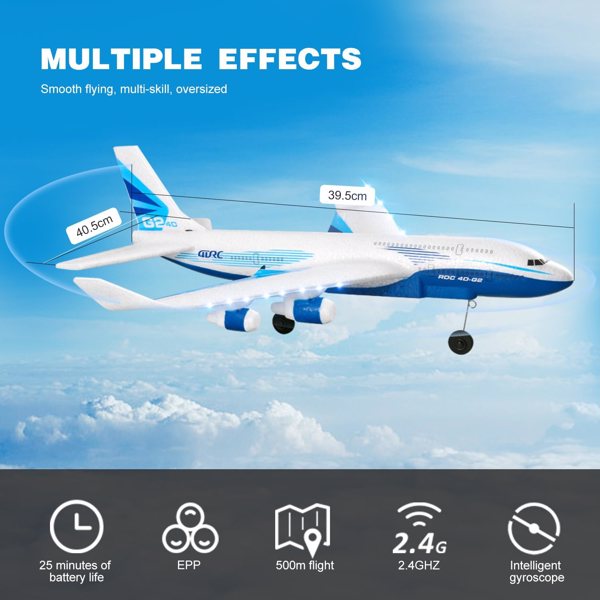 4DRC G2 RC Plane 4-Axis Fighter Jet 2.4Ghz 2 Channel RC Aircraft with LED 2 Batteries,Kids Gifts Toys.Logistics is randomly sent by UPS/USPS.
