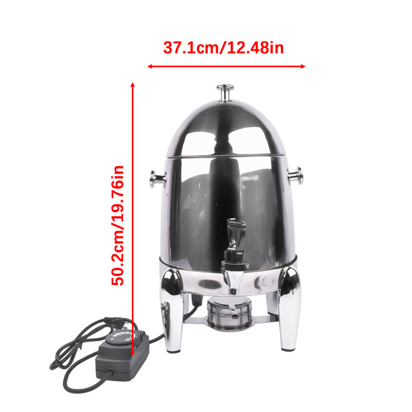 3-Gallon Beverage Dispenser, US Standard 110V Electric Heated Hot and Cold Drink Container with Faucet, Commercial Beverage Container for Coffee, Juice, Lemonade (Silver, Stainless Steel)