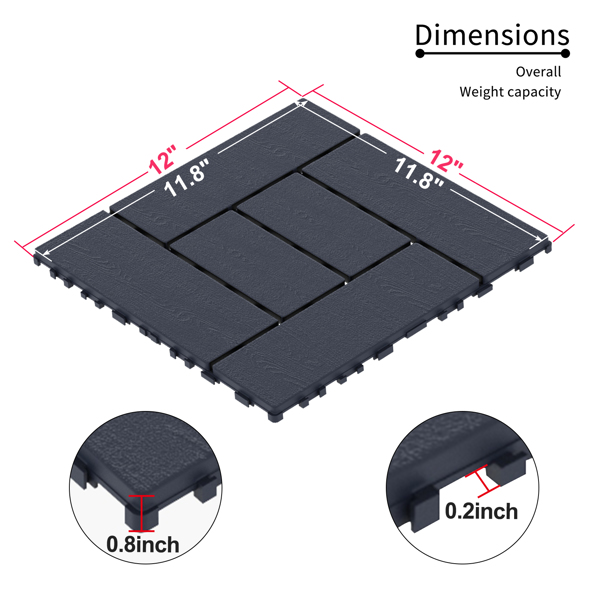 DIY friendly, easy to clean interlocking deck tiles, 11.8