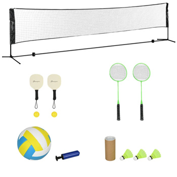Portable badminton set with adjustable height suitable for badminton, volleyball, etc