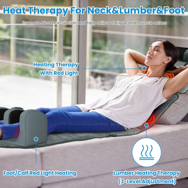 Full Body Electric Massage Mat with Heat – Vibration Massage Pad for Back, Neck, Foot & Lumbar Support – Foldable Cushion Mattress with Timer & Adjustable Intensity for Home or Office Use