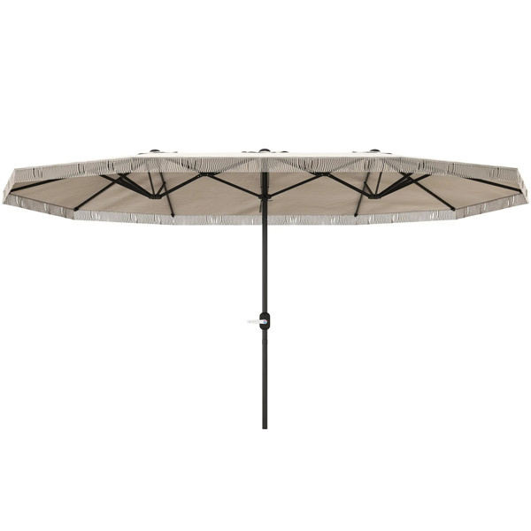 15ft Cream White  Patio Umbrella UPF30+ Outdoor Umbrella with Fringe and Crank Handle