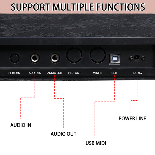 GDP-105 88 Keys Standard Full Weighted Keyboards Digital Piano with Furniture Stand, Power Adapter, Triple Pedals, Headphone，for All Experience Levels Black