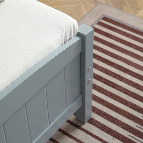 Twin Pine Single-Layer Core Vertical Stripe Full-Board Curved Bed Head With The Same Bed Foot Wooden Bed Grey