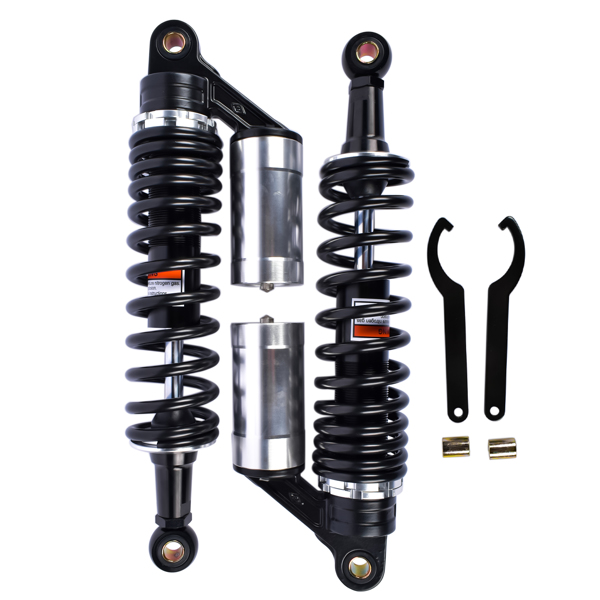 减震器 2x 13.5" 340mm Motorcycle Rear Air Shock Absorbers Suspension Compatible with Harley Sportster 883 1200 Honda Black & Silver-5