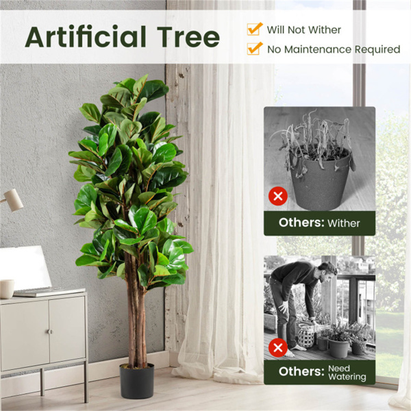 5 Feet Artificial Fiddle Leaf Fig Tree Outdoor Office Decorative Planter