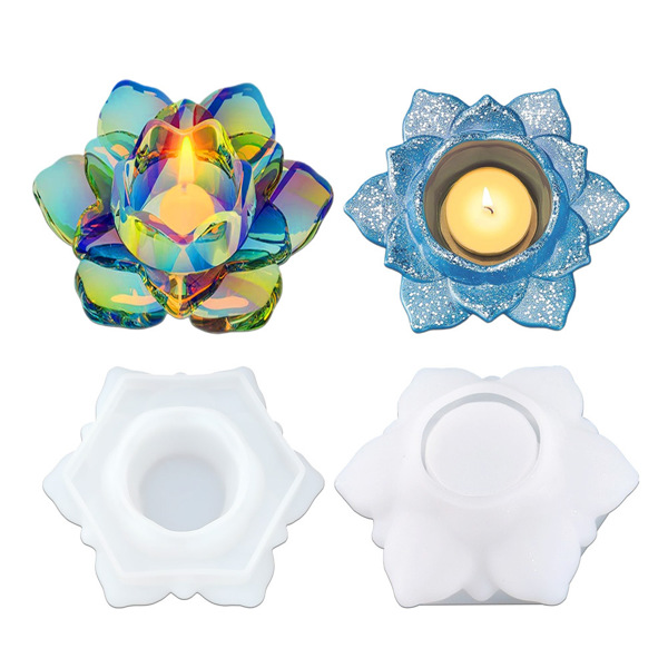Lotus Flower Candle Holder Epoxy Casting Mold, Silicone Ashtray Candlestick Holder Mold for Epoxy DIY Casting Ashtray, Candlestick Holders,Tea Light Holder, Trinket Box, Soap Dish