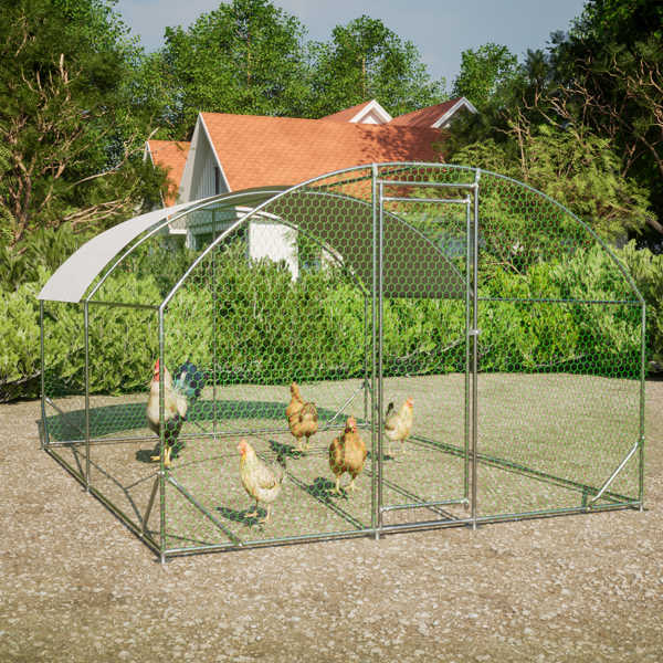 9.84' x 13.12' x 6.56' Large Chicken Coop Metal Chicken Run with Waterproof and Anti-UV Cover