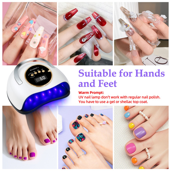 YEVYO 180W UV LED Nail Lamp With 3 Timers and Automatic Sensor Professional Nail Light - White