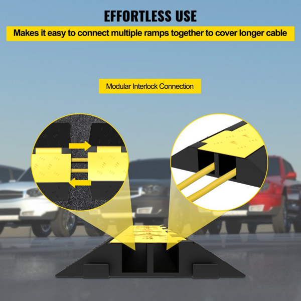 3 Pack Heavy Duty Cable Protectors, 2 Channel Design, 11000lbs Capacity, for Wire, Hose, and Cord Protection on Floor, Driveway, and Speed Bump Areas