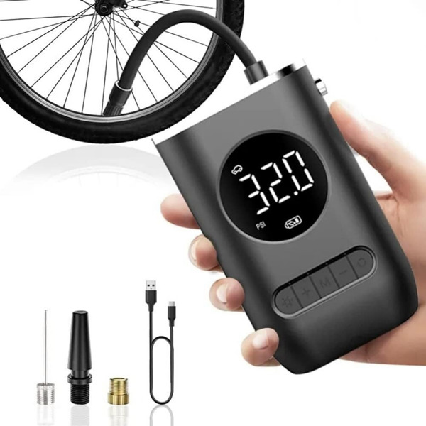 Tire Inflator Portable Air Compressor,Portable Electric Pump 150PSI Cordless Electric Ball Pump Rechargeable Bicycle Air Pump with Digital LED Display
