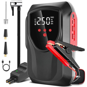 Jump Starter with Air Compressor, 3000A 150PSI Portable Car Battery Jumper Starter (9.0L Gas/8L Diesel), 12V Battery Charger Booster Box Car with LCD Display, LED Light