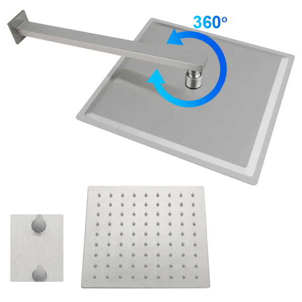 Enhance Your Shower with 12 Stainless Steel Rain Shower Set - Wall Mount Easy
