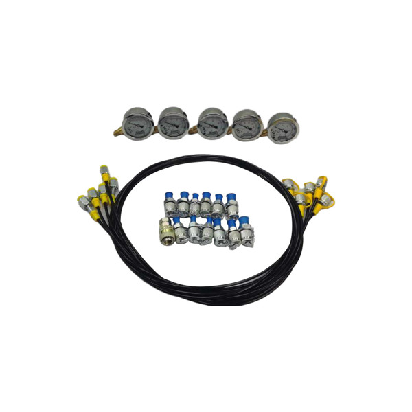 Hydraulic Pressure Test Kit with 5 Gauges 5 Test Hoses 13 Couplings and 14 Tee Connectors Pressure Gauge Kit