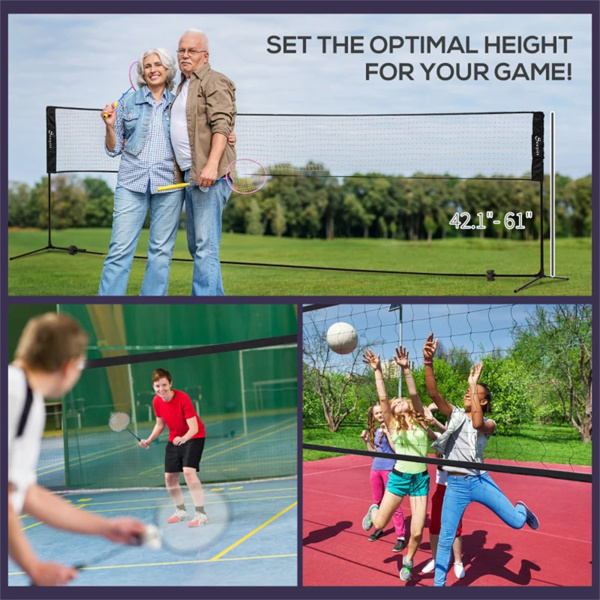 Portable badminton set with adjustable height suitable for badminton, volleyball, etc