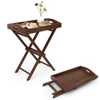 Foldable tray rack, solid teak tray table for garden terraces