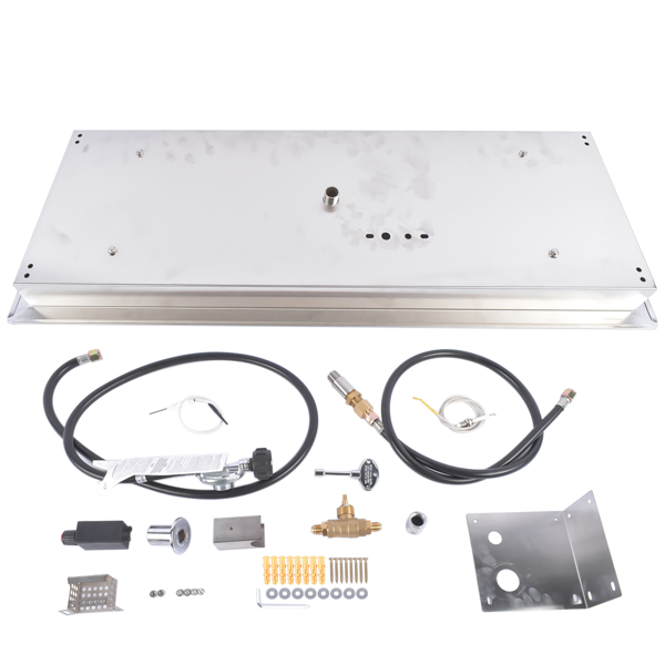 30x10-inch Fire Pit Pan Stainless Steel Fire Pit Burner Kit Rectangular Indoor or Outdoor