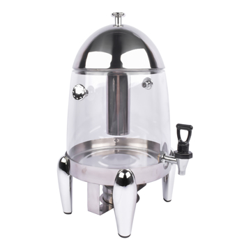3-Gallon Beverage Dispenser, Alcohol Heated Hot and Cold Drink Container with Faucet, Commercial Beverage Container for Coffee, Juice, Lemonade (Clear, Stainless Steel + PC)