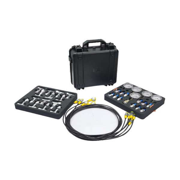 Hydraulic Pressure Test Kit with 5 Gauges 5 Test Hoses 13 Couplings and 14 Tee Connectors Pressure Gauge Kit