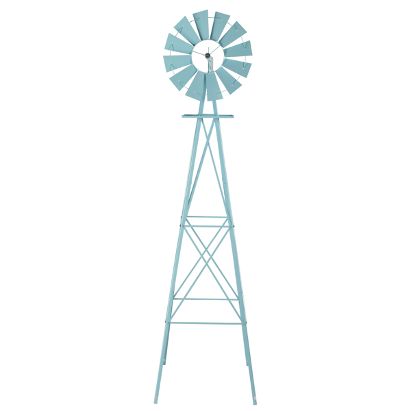 8FT Weather Resistant Yard Garden Windmill Blue