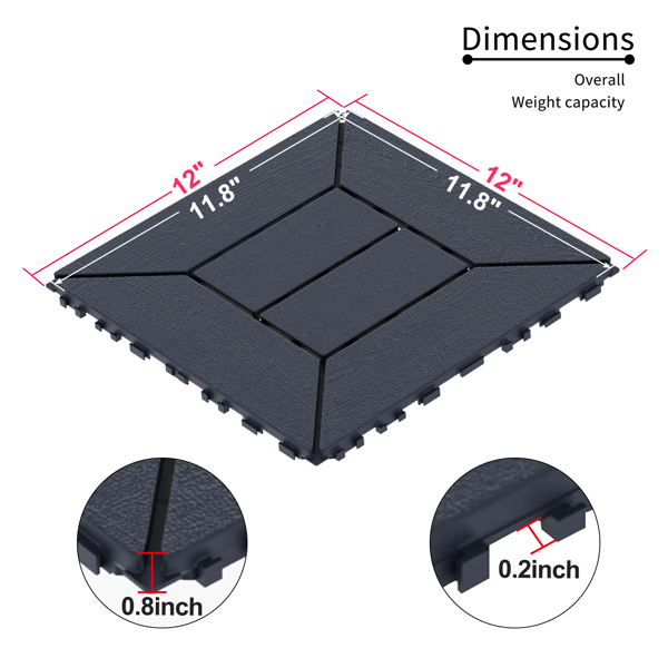 DIY friendly, easy to clean interlocking deck tiles, 11.8