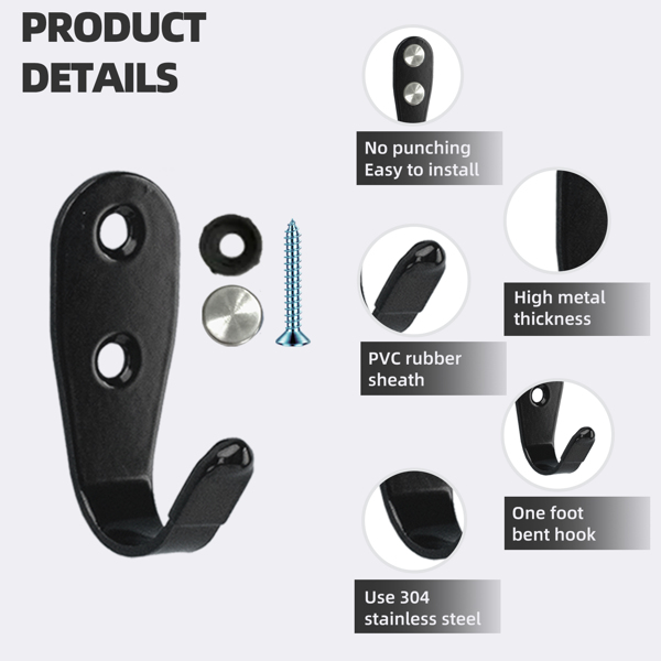 Stainless steel U-shaped hanging hooks for bathroom, bags, living room and kitchen storage, multi-functional hooks