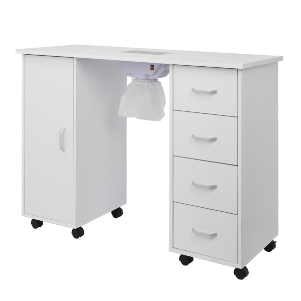 【Same code 64112382】MDF Single Door 4 Drawers With Fan White Nail Table
