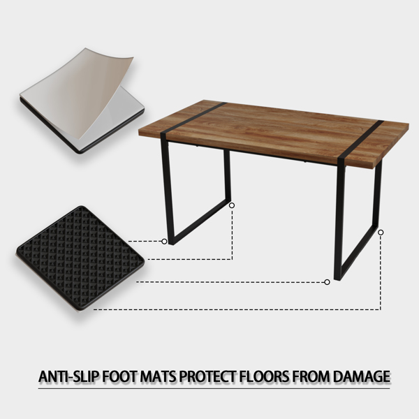59英寸MDF天然木餐桌和现代餐椅4件套，中世纪木制厨房餐桌套，矩形金属底座，餐桌和绒面椅-10