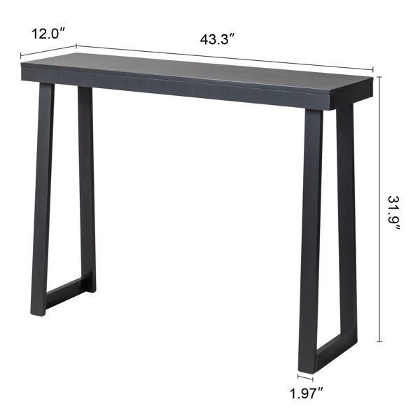 43.3 Inch Solid Wood Console Table for Entryway, Sofa Table Narrow Entryway Table for Hallway, Behind The Couch, Living Room, Foyer, Black