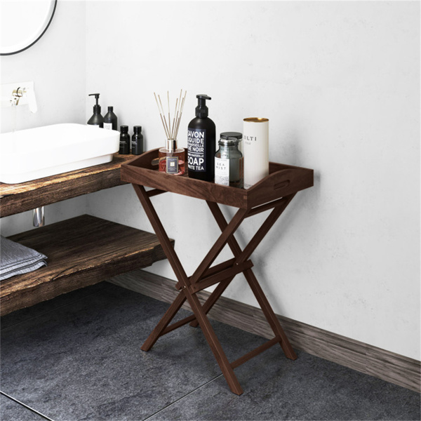 Foldable tray rack, solid teak tray table for garden terraces