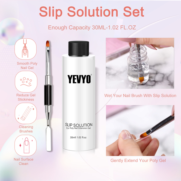 Poly Gel Nail Kit, Poly Nail Gel Kit with UV Lamp for Beginners with Everything, Gel Extension Nail Kit with Slip Solution