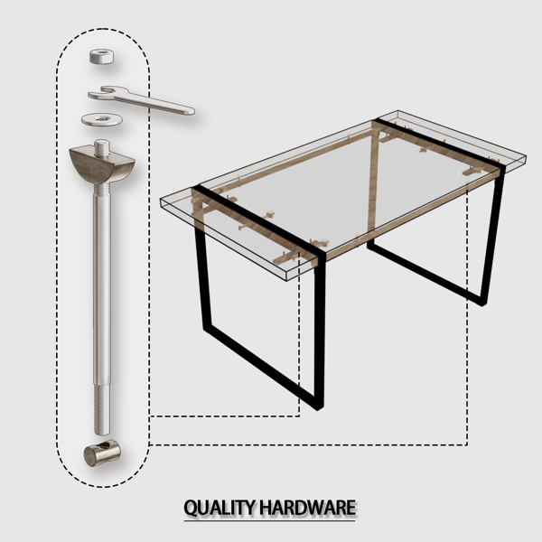 59英寸MDF轻质木餐桌和现代餐椅4件套，中世纪木制厨房餐桌套，矩形金属底座，餐桌和绒面椅-10