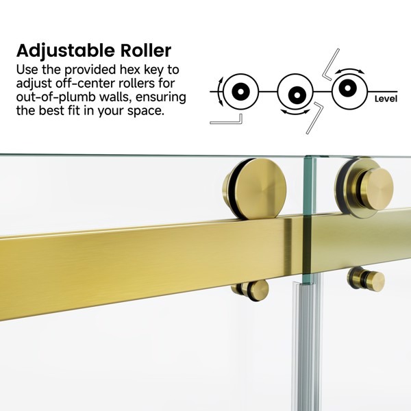 60*76“无框双滑动淋浴门，双淋浴门，3/8”（10mm）SGCC钢化玻璃，不锈钢[周末无法发货+LTL]-7