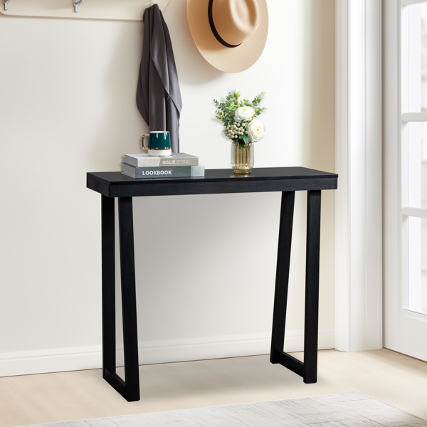 35.8 Inch Solid Wood Console Table for Entryway, Sofa Table Narrow Entryway Table for Hallway, Behind The Couch, Living Room, Foyer, Black