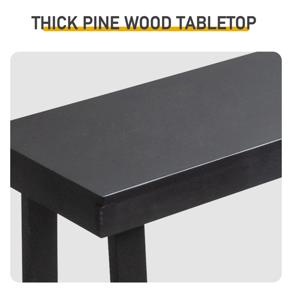 43.3 Inch Solid Wood Console Table for Entryway, Sofa Table Narrow Entryway Table for Hallway, Behind The Couch, Living Room, Foyer, Black