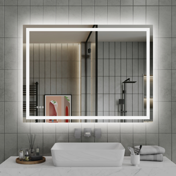 48\\"x36\\" LED Bathroom Mirror, Front-Lit and Back-Lit, 3 Color Tem Adjustable, Brightness Memory, Anti-fog LED Vanity Mirror[Unable to ship on weekends]