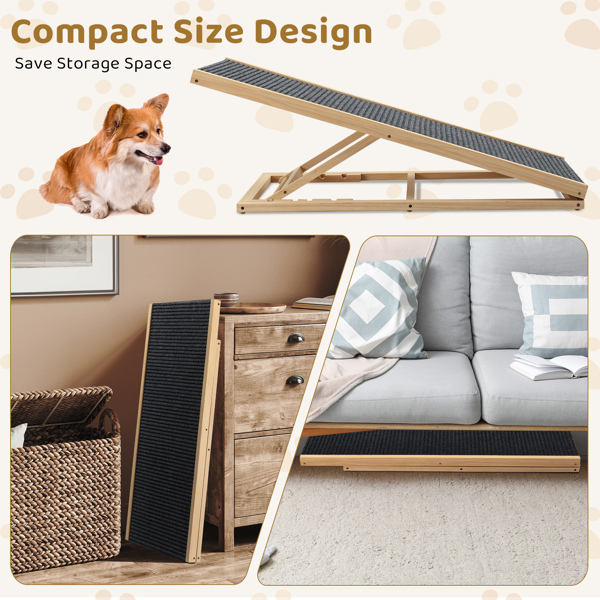 Large Dog Pet Ramp Stairs with Adjustable Height for Bed Couch Car Truck SUV, Foldable Dog Ramp for Small & Large Pets to Get on High Beds Sofas and Vehicles