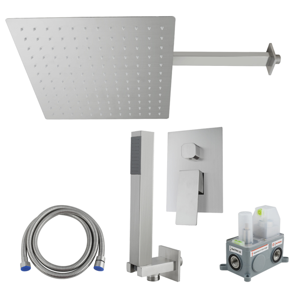 Enhance Your Shower with 12 Stainless Steel Rain Shower Set - Wall Mount Easy