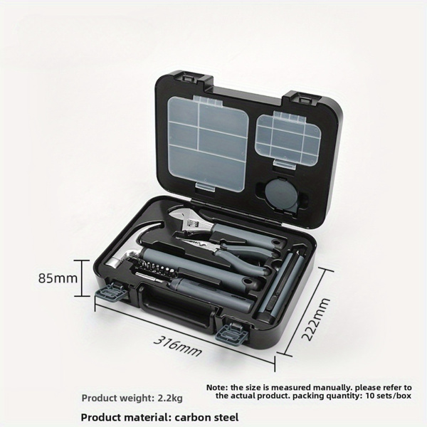 Toolbox set for household daily maintenance, complete set of multifunctional combination small box universal manual hardware tools for household daily maintenance, complete set of multifunctional comb