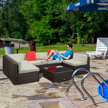 Rattan Three-Seat Sofa