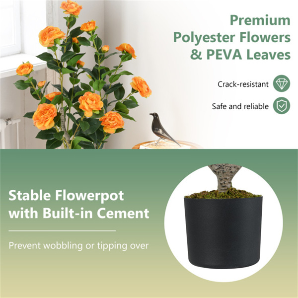 2 Pack Orange Artificial Camellia Tree with Blooming Flower 