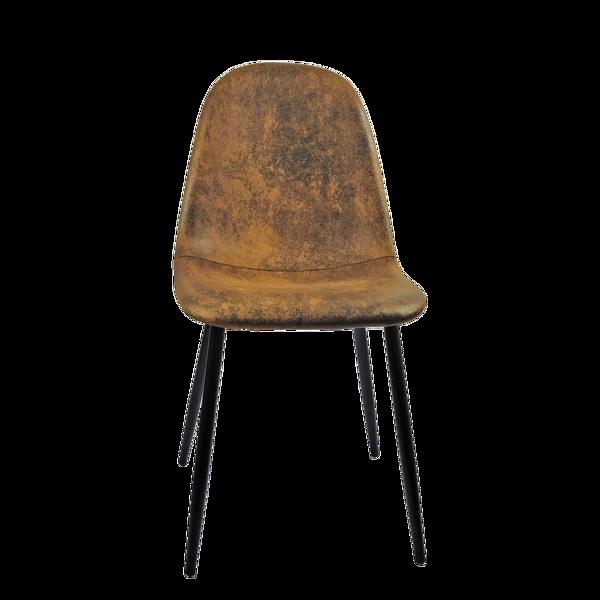 餐椅一套四把，亚麻布软垫现代风格椅子，黑色金属腿勺形厨房椅，餐厅厨房用餐侧椅（棕色）休闲椅 办公椅，餐椅四件套-6