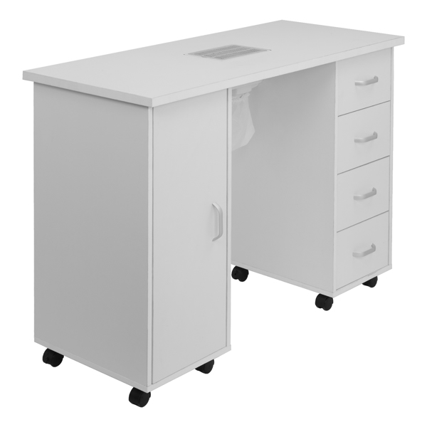 【Same code 64112382】MDF Single Door 4 Drawers With Fan White Nail Table
