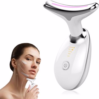 Neck Face Massager Face Sculpting Tool 3 Colour Modes and Vibration for Facial Massager for Double Chin - Red