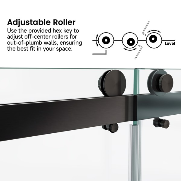 66*76“无框双滑动淋浴门，双淋浴门，3/8”（10mm）SGCC钢化玻璃，不锈钢[周末无法发货+LTL]-4